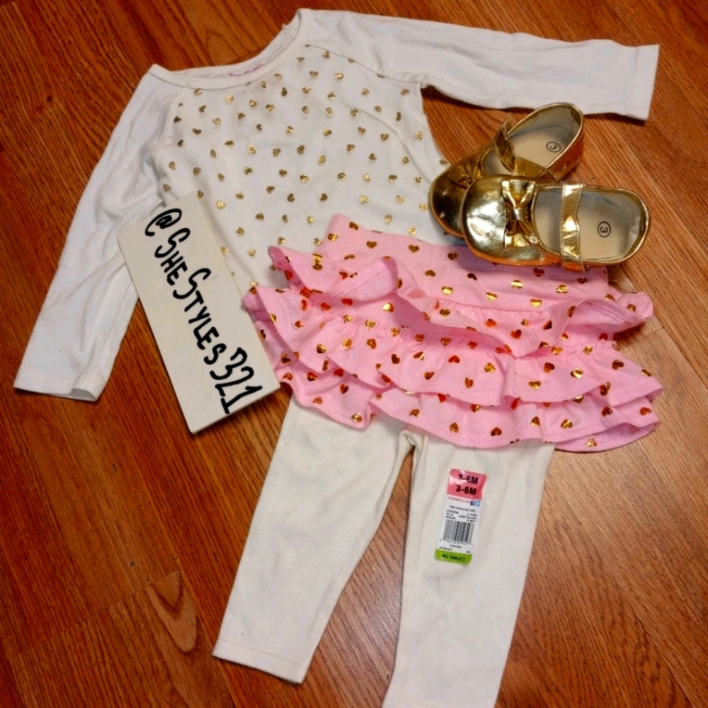 NEW 3-Piece Baby Girl GoldHeart Bundle